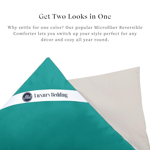 bien LIVING Plush Reversible Microfiber Comforter Single Bed | 220 GSM Wadding |110 GSM Peached Extra Soft Microfiber Fabric,All Weather Comforter Single Bed (60 X 90 Inches) Aqua Blue + Egg nog - Image 4