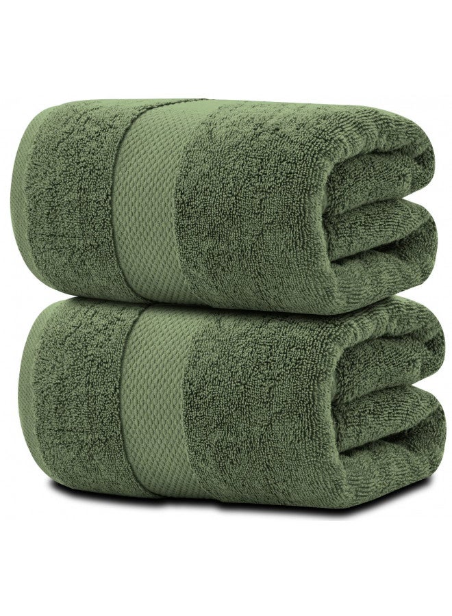 White Classic Luxury Soft Bath Sheet Towels - 650 GSM Cotton Luxury Bath Towels Extra Large 35x70 | Highly Absorbent and Quick Dry | Hotel Quality Extra Large Bath Towels Oversized, Dark Green, 2 Pack - Image 1