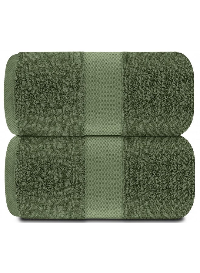 White Classic Luxury Soft Bath Sheet Towels - 650 GSM Cotton Luxury Bath Towels Extra Large 35x70 | Highly Absorbent and Quick Dry | Hotel Quality Extra Large Bath Towels Oversized, Dark Green, 2 Pack - Image 2