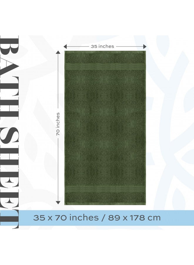 White Classic Luxury Soft Bath Sheet Towels - 650 GSM Cotton Luxury Bath Towels Extra Large 35x70 | Highly Absorbent and Quick Dry | Hotel Quality Extra Large Bath Towels Oversized, Dark Green, 2 Pack - Image 4