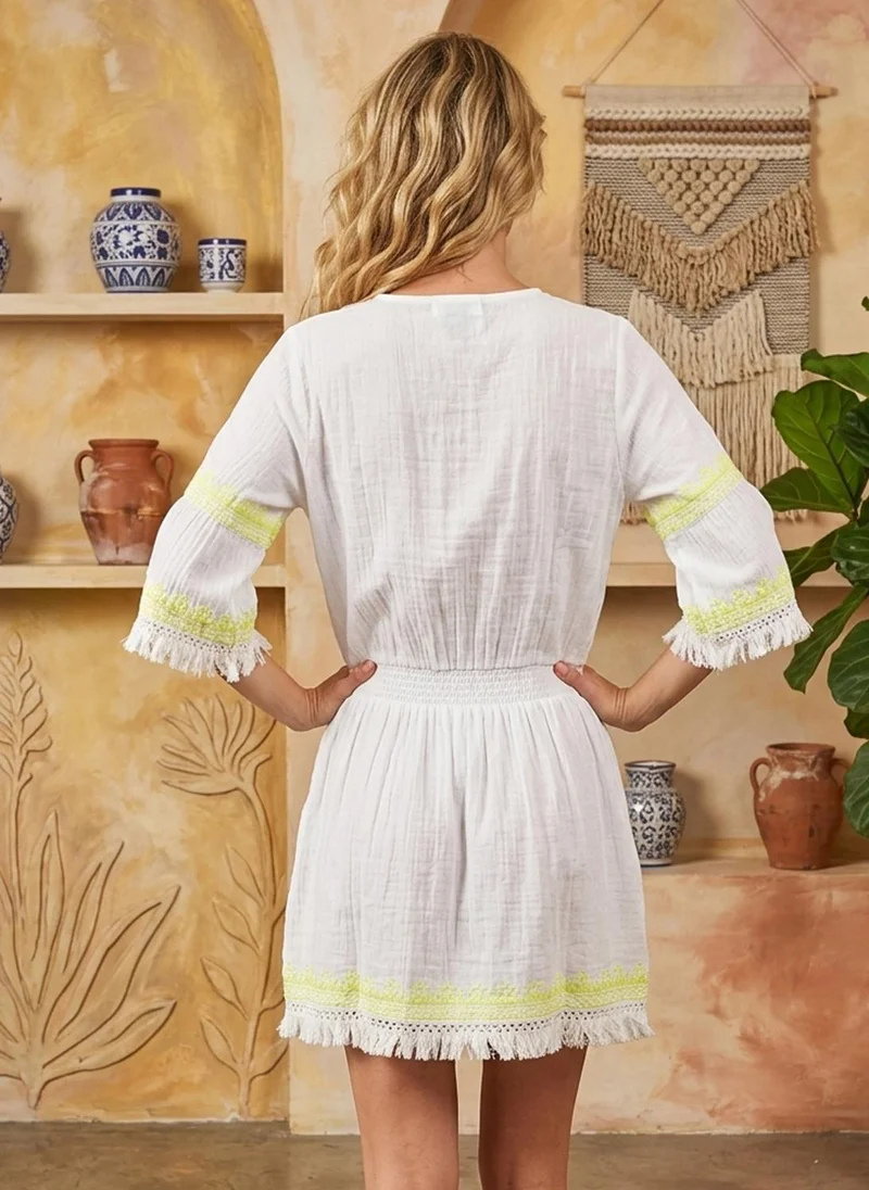 Alaya Women Embroidered  Cotton Rayon Midi Dress -AL3719