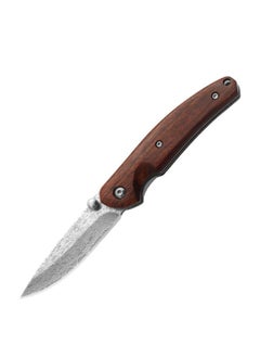 Astylway Astylway Damascus Flipper Folding Knife Baklash with 2.75in Drop Point Blade and Brown Wood Handles  - Image 1