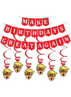 Sterling James Co. Funny Birthday Party Pack Maga Happy Birthday Banner And Swirls Pack Adult Birthday Decorations 21St 30Th 40Th 50Th 60Th 70Th 80Th Birthday Party Supplies  - Image 1