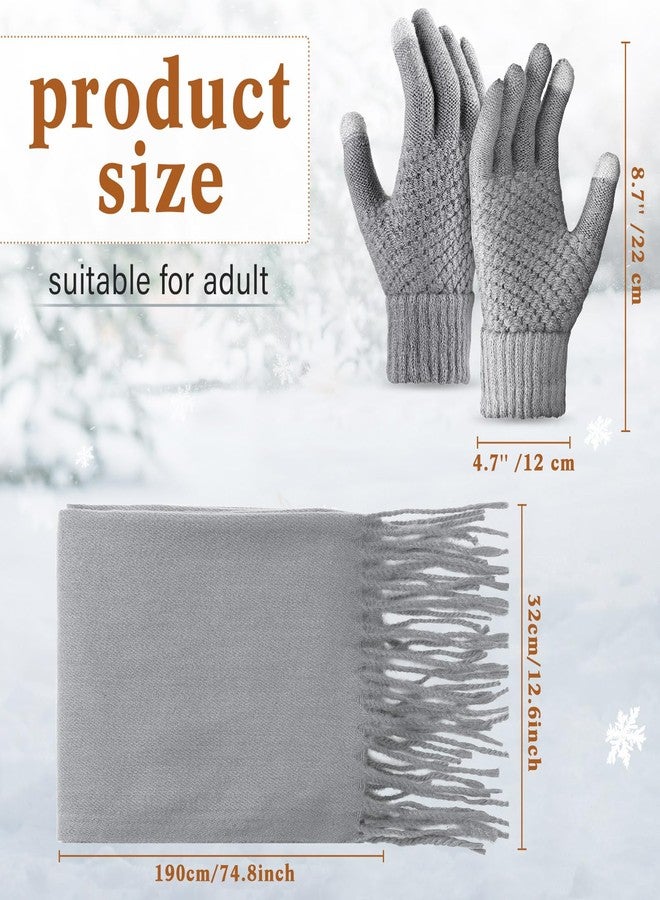 Liitrsh 24 Pcs Winter Scarf and Glove Set Winter Faux Cashmere Scarves and Knit Touchscreen Gloves Cold Weather Scarfs Texting - Image 4