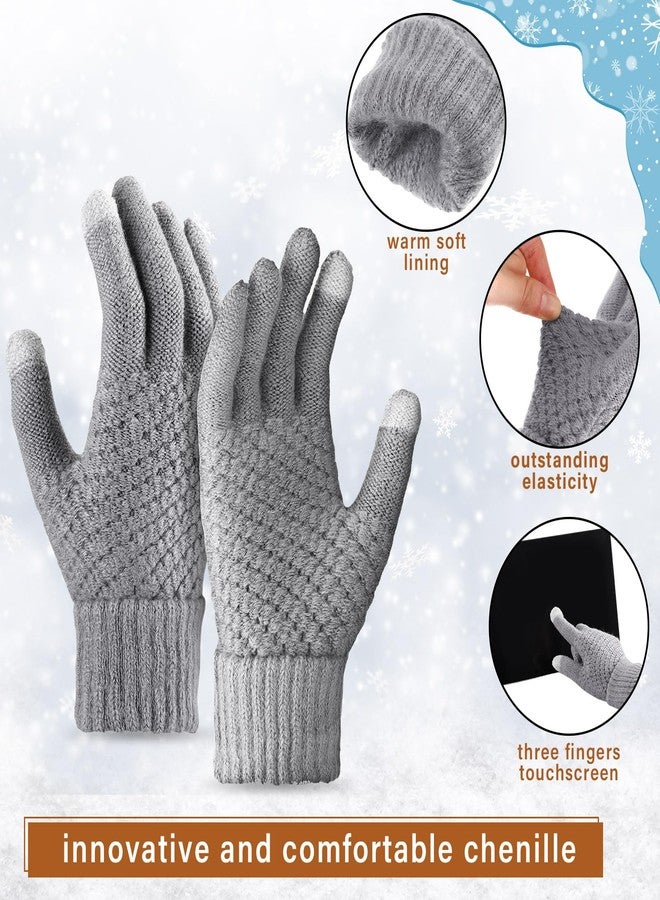 Liitrsh 24 Pcs Winter Scarf and Glove Set Winter Faux Cashmere Scarves and Knit Touchscreen Gloves Cold Weather Scarfs Texting - Image 3