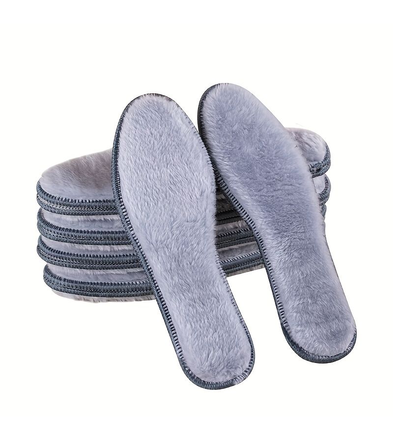 Grey Warm Thickened Plush Insoles 45 4 Pairs Sweat Absorbing Shoe Pads for Men Women Winter Sport Boots - Image 3