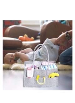 Y&D Diaper Caddy Organiser Portable Felt Nappy Toys Storage Bag Nursery Changing for Mom Newborn Kids Baby Wipes  - Image 4