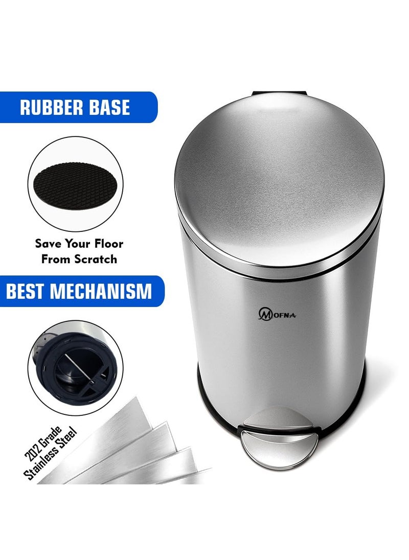 mofna MOFNA Stainless Steel Plain Pedal Dustbin with Buckets 7X10 Set of 2 5Liter Durable Hygienic Easy to Use for Home Office Bathroom Kitchen  - Image 4