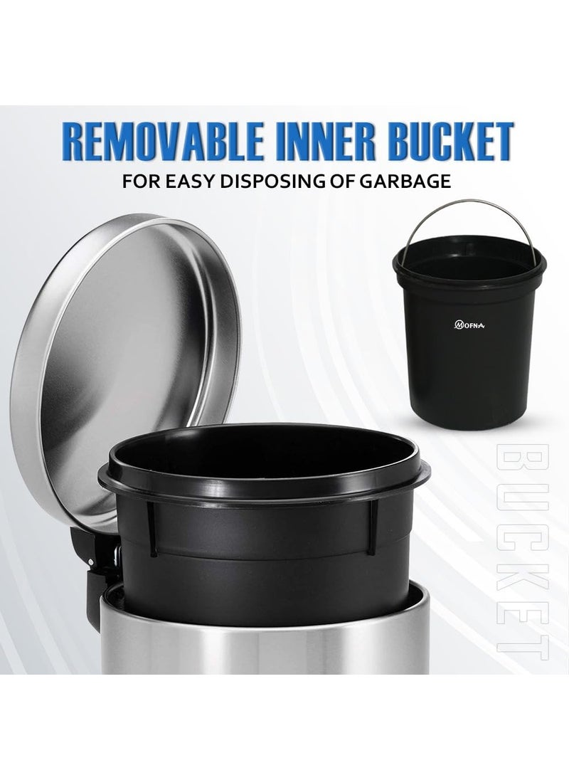 mofna MOFNA Stainless Steel Plain Pedal Dustbin with Buckets 7X10 Set of 2 5Liter Durable Hygienic Easy to Use for Home Office Bathroom Kitchen  - Image 5