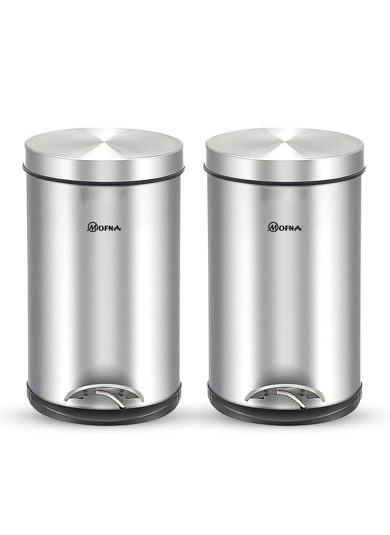 mofna MOFNA Stainless Steel Plain Pedal Dustbin with Buckets 7X10 Set of 2 5Liter Durable Hygienic Easy to Use for Home Office Bathroom Kitchen  - Image 1