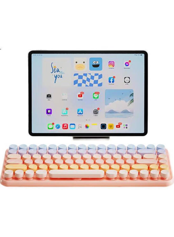 B.O.W Hangshi K608Dl, Tri-Mode Wired Bluetooth Wireless Charging Keyboard, Ultra-Thin Portable Office Home Mobile Ipad Tablet Laptop Keyboard, Sweet Pink Gradient - Image 3