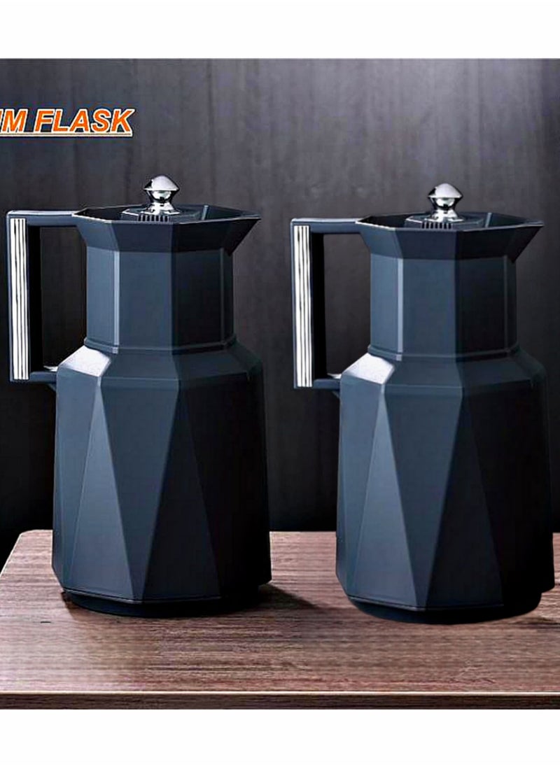 petros - Petros 2 Piece Thermos Set 1L + 1L  Dark Grey/Silver - Image 1