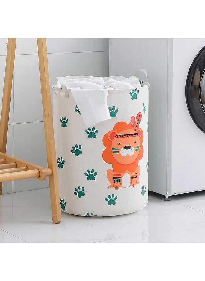 wolpin Wolpin Laundry Bag Waterproof Toy Storage, Laundry Basket Organizer with Handles Foldable Moistureproof Large (63 L) - Lion White,Cotton  - Image 1