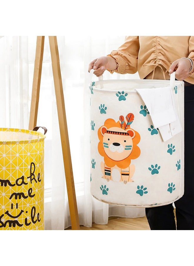 wolpin Wolpin Laundry Bag Waterproof Toy Storage, Laundry Basket Organizer with Handles Foldable Moistureproof Large (63 L) - Lion White,Cotton  - Image 4