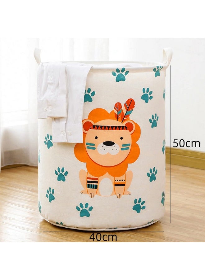 wolpin Wolpin Laundry Bag Waterproof Toy Storage, Laundry Basket Organizer with Handles Foldable Moistureproof Large (63 L) - Lion White,Cotton  - Image 2