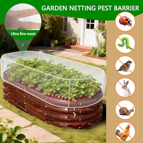 KSFTWUSOL 2 PCS Garden Netting for Raised Beds 2x4 Fine Mesh Raised Beds Garden Bug Netting Pest Barrier Screen with Drawstring for Plants to Keep Small Animals Pest Out Protect for Vegetables (2x4 FT) - Image 4