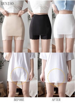 3PC Women Slip Shorts for Under Dresses Seamless Boyshorts Panties Anti Chafing Underwear Shorts Under Skirts Thigh Slimmer