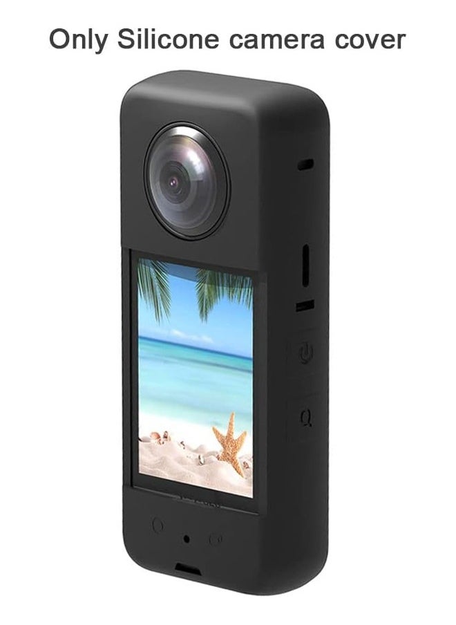 HY - Action Camera Case Fit for Insta-360 ONE X3, Waterproof Durable Silicone Protective Cover Lens Cap Compatible for Insta-360 ONE X3 Accessory (Black) - Image 1