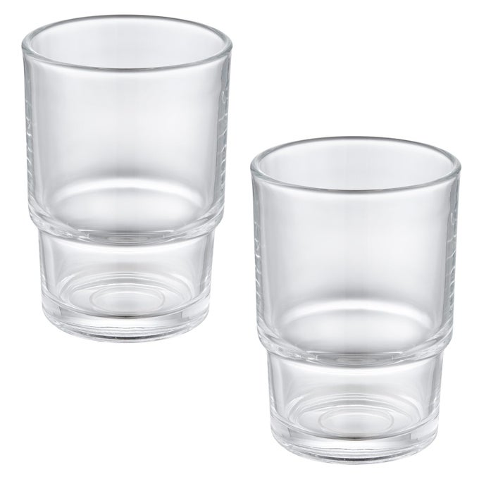 TOOTHBRUSH HOLDERS FOR BATHROOM 2 PACK TRANSPARENT GLASS TUMBLER CUPS MODERN THICK GLASSWARE