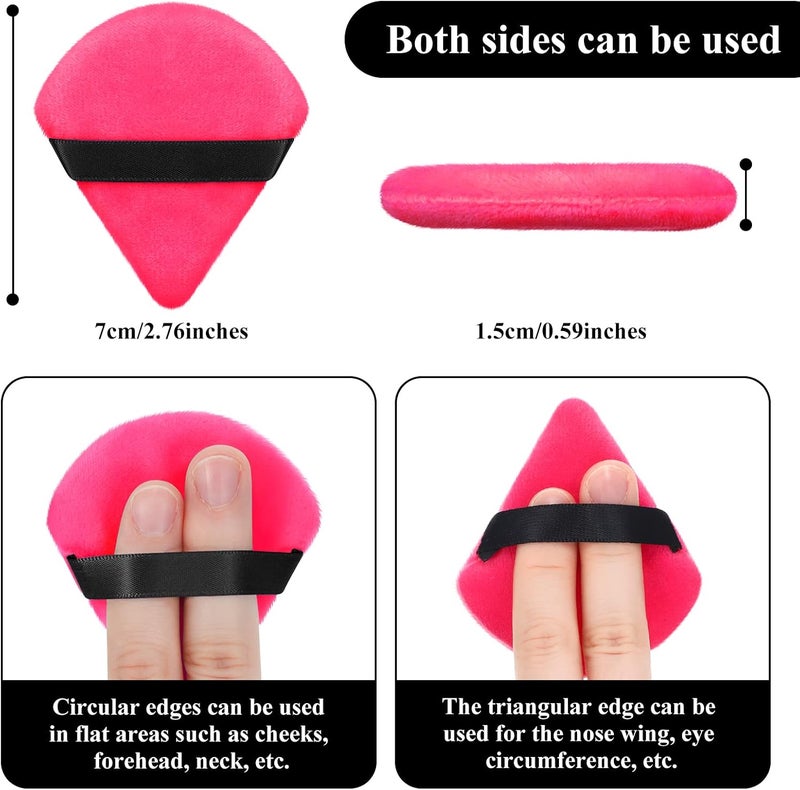 Maitys 12-Piece Triangle Powder Puff Face Makeup Cosmetic Puff Set - Soft, Body Washable, Reusable Foundation Sponge - Mineral Powder Wet/Dry Makeup Tool (Rose Red, Small) - Image 3