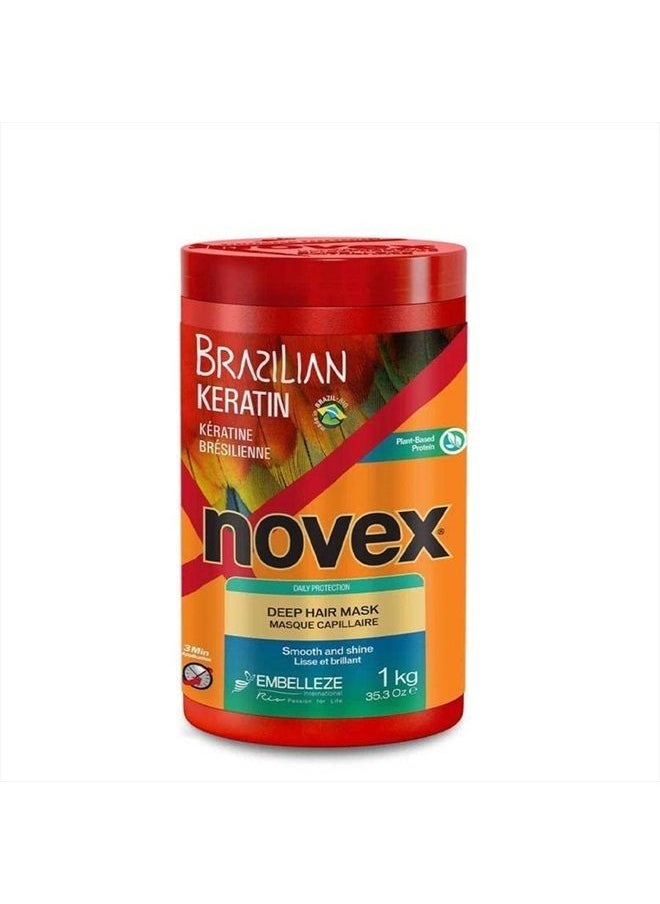 NOVEX Novex Brazilian Keratin Deep Conditioning Mask, 35.3 oz - Reconstructive Keratin, Frizz control & Damage Repair  - Image 1
