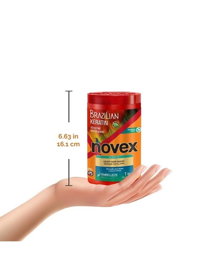 NOVEX Novex Brazilian Keratin Deep Conditioning Mask, 35.3 oz - Reconstructive Keratin, Frizz control & Damage Repair  - Image 4