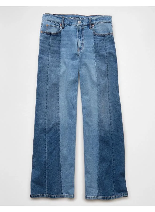 American Eagle AE Stretch Patchwork Low-Rise Ultra Wide-Leg Jean