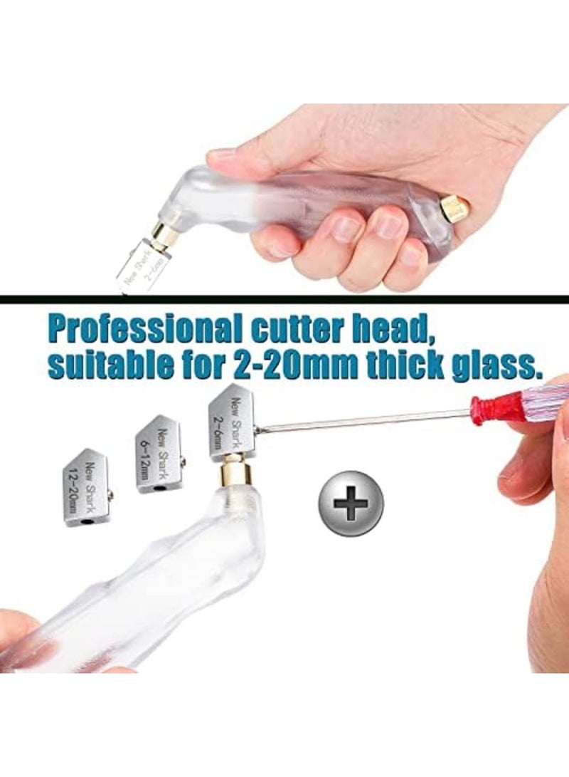 Luckam طقم قواطع الزجاج، مقبض مريح بتصميم إرجونومي مع أدوات قطع الزجاج من كربيد التنجستن مع خزان زيت، رؤوس قطع قابلة للتبديل من 2-6 مم مثالية لقطع الزجاج - Image 5