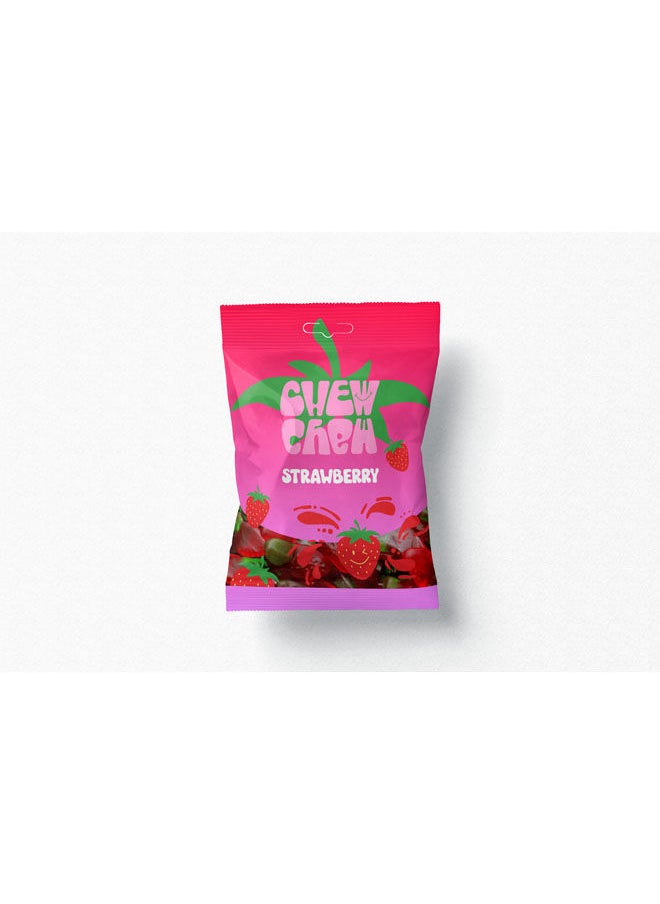 CHEW CHEW Gummy Strawberries Jelly Candy - 80 Grams 