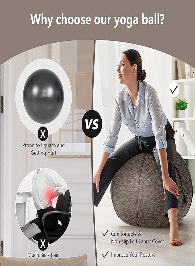 LEVGRY Exercise Ball Chair with Fabric Cover, 65CM Yogaball Chair for Home Office Desk, Pregnancy Ball & Balance Ball Seat to Relieve Back Pain, Improve Posture, Birthinball for Pregnancy - Image 5