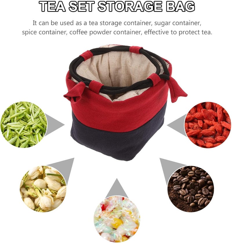 Homoyoyo Portable Tea Set Storage Bag Large Cloth Teacup Pouch with Drawstring Closure Travel Teaware Organizer for Home and Outdoor Use - Image 3