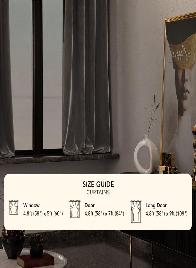Stoa Paris Velvet Curtains for Window, Premium Dim-Out Curtain for Living Room, Bedroom, Home Decor, Parda with Easy Grommet Installation, Pack of 1, Date Night - Midnight Muse - Image 4