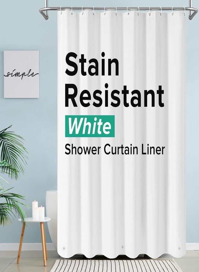 MitoVilla White Peva Shower Curtain Liner, Simple Plastic Shower Curtains Liner for Modern Neutral Hotel Bathroom Decor, Waterproof Bathroom Shower Liner, 72" W x 72" H - Image 1