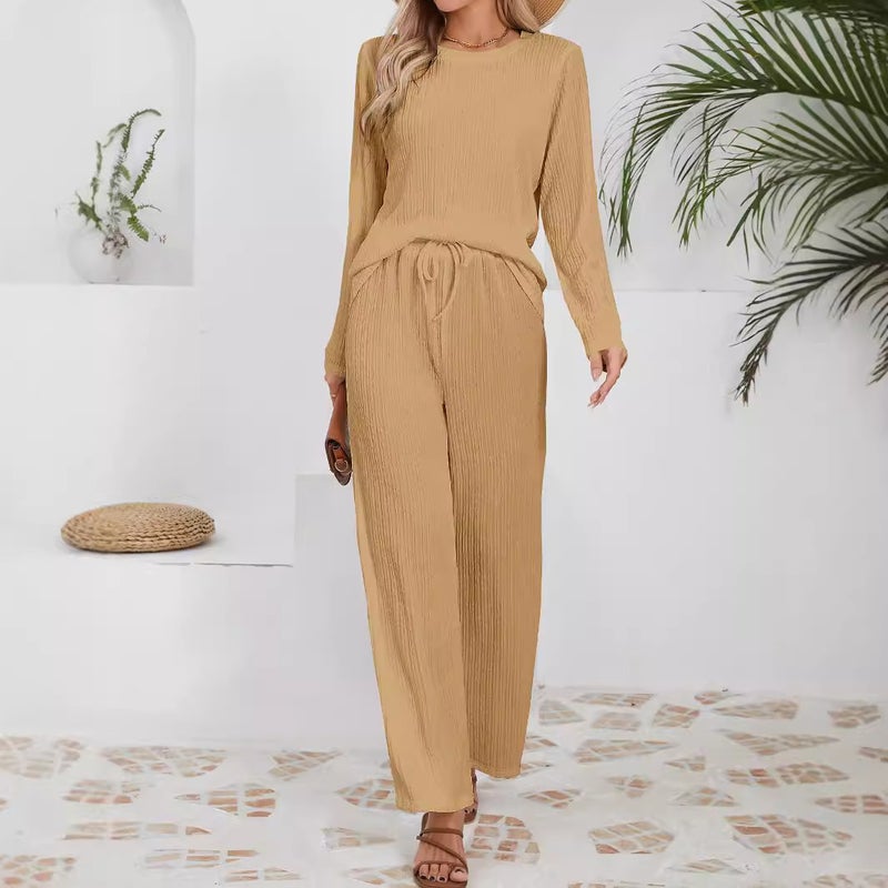 Knitted Jacquard Long Cardigan Set Casual Loungewear - Image 4