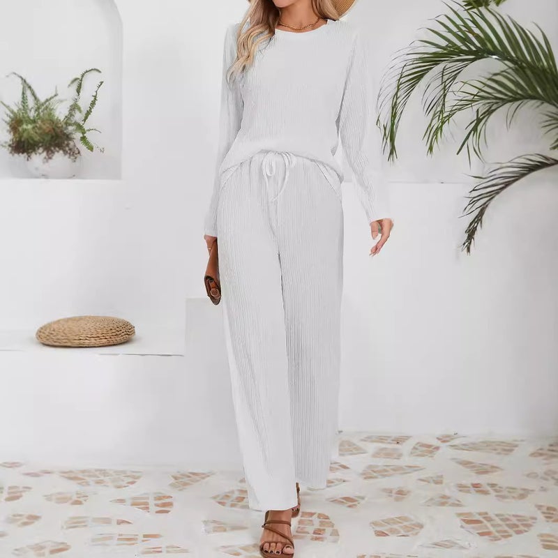Knitted Jacquard Long Cardigan Set Casual Loungewear - Image 1