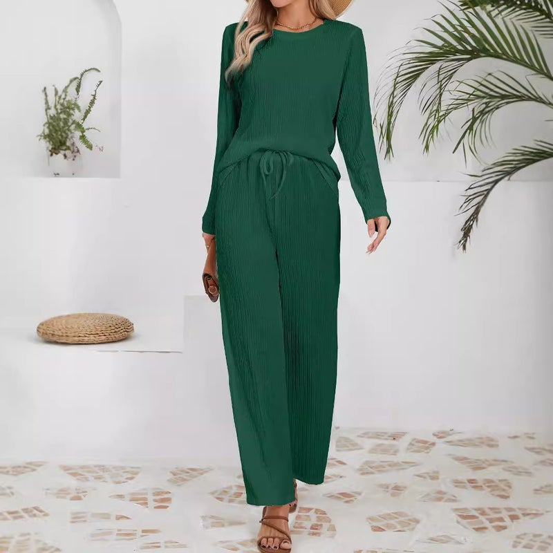 Knitted Jacquard Long Cardigan Set Casual Loungewear - Image 3