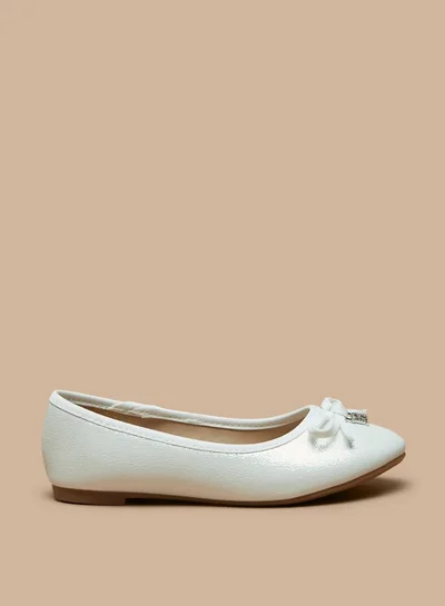 فلورا بيلا من شو إكسبرس Girl's Bow Accent Slip-On Round Toe Ballerina Shoes