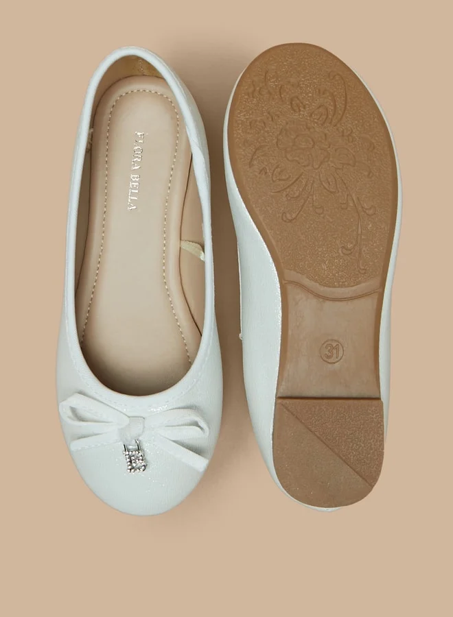 فلورا بيلا من شو إكسبرس Girl's Bow Accent Slip-On Round Toe Ballerina Shoes