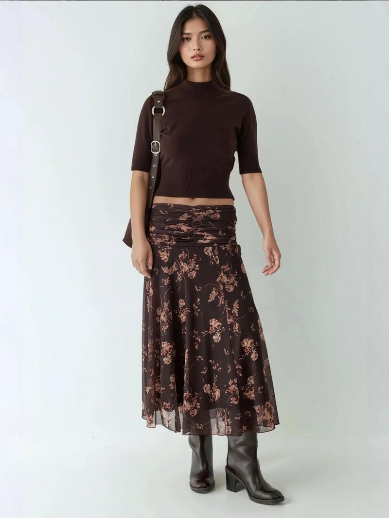 HICCUP Patterned Midi Wrap Skirt with Ruffle Detail - Image 5