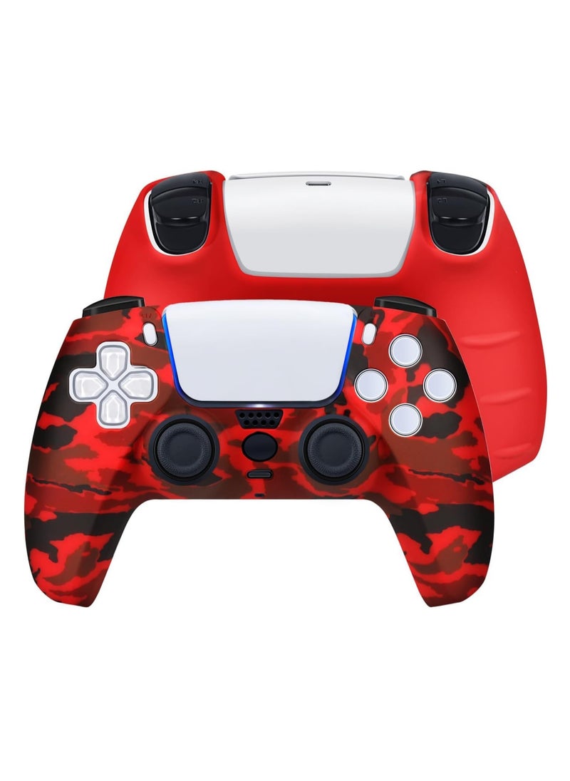 Generic PS5 Controller Skin,Silicone Grips for PlayStation 5 Controler Anti Slip Cover Case Protector for Dual Sense 5 Control - 8pcs Pro ThumbGrips (Army Red)  - Image 2