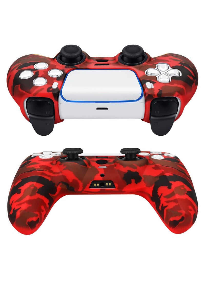 Generic PS5 Controller Skin,Silicone Grips for PlayStation 5 Controler Anti Slip Cover Case Protector for Dual Sense 5 Control - 8pcs Pro ThumbGrips (Army Red)  - Image 4