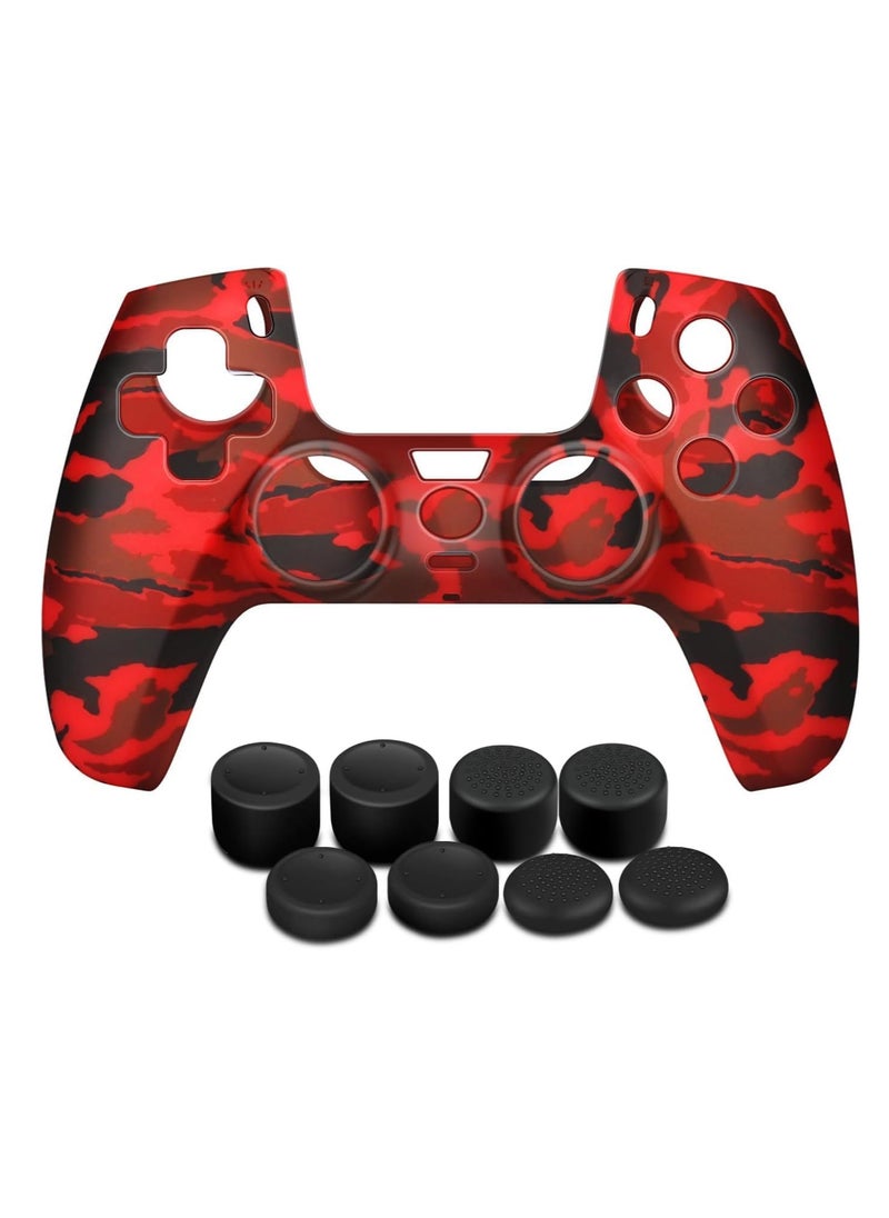 Generic PS5 Controller Skin,Silicone Grips for PlayStation 5 Controler Anti Slip Cover Case Protector for Dual Sense 5 Control - 8pcs Pro ThumbGrips (Army Red)  - Image 3