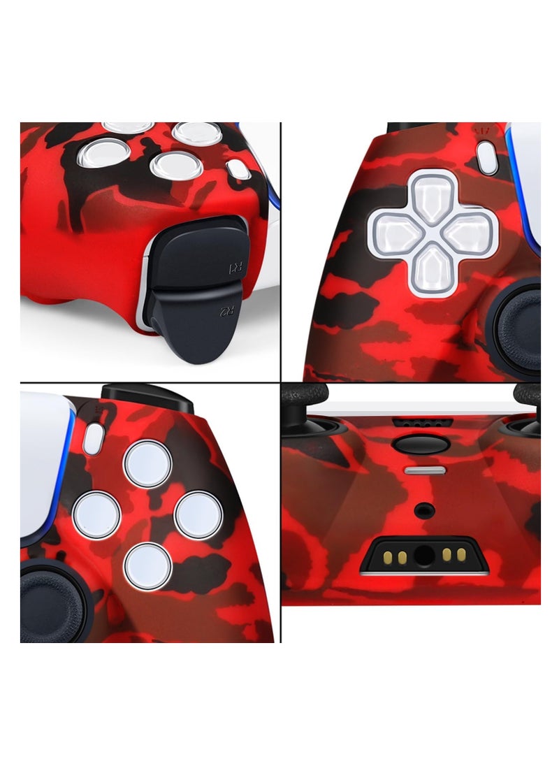 Generic PS5 Controller Skin,Silicone Grips for PlayStation 5 Controler Anti Slip Cover Case Protector for Dual Sense 5 Control - 8pcs Pro ThumbGrips (Army Red)  - Image 5