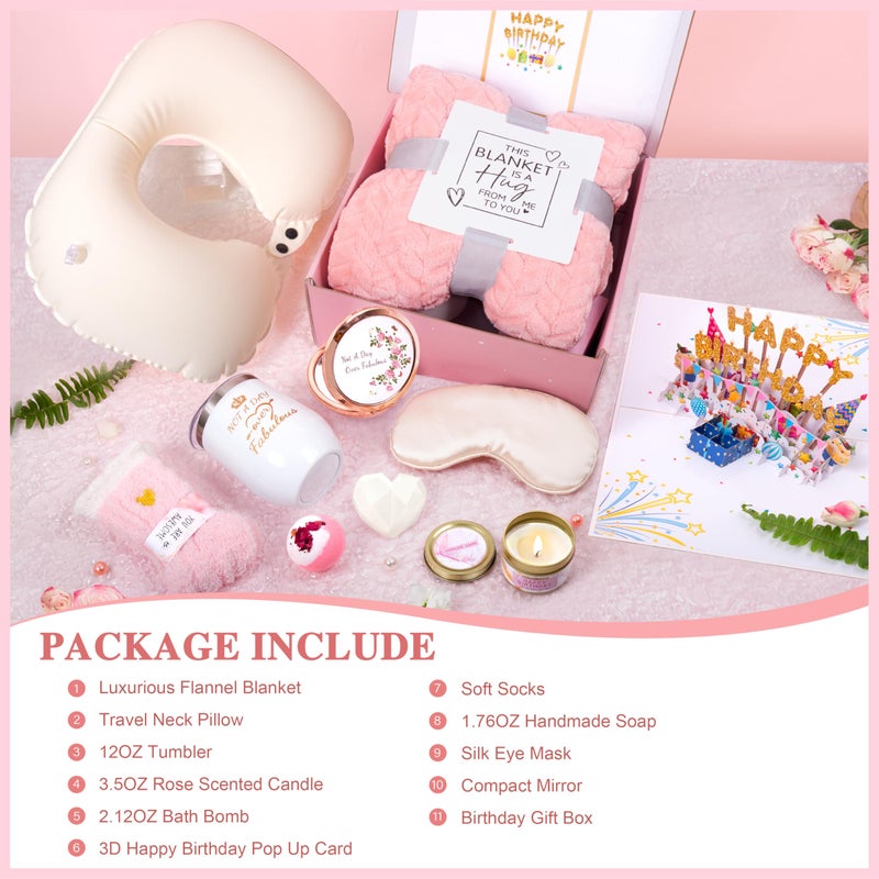 HSOEIXL Birthday Gifts for Women, Unique Spa Birthday Gift Basket with Blanket for Women - Happy Birthday Gifts for Her, Mom, Sister, Teacher, Girlfriend, Coworker, Wife, Bestie, BFF - Image 2