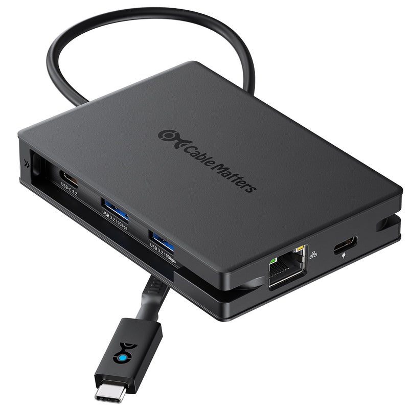 Cable Matters 8-in-1 USB C Hub Multiport Adapter with Dual 4K@60Hz HDMI, 140W PD Charging, Gigabit Ethernet, 10Gbps Data Transfer: 2X USB-C & 1x USBA 3.2 Ports (Support ONE External Display on MacOS) - Image 1