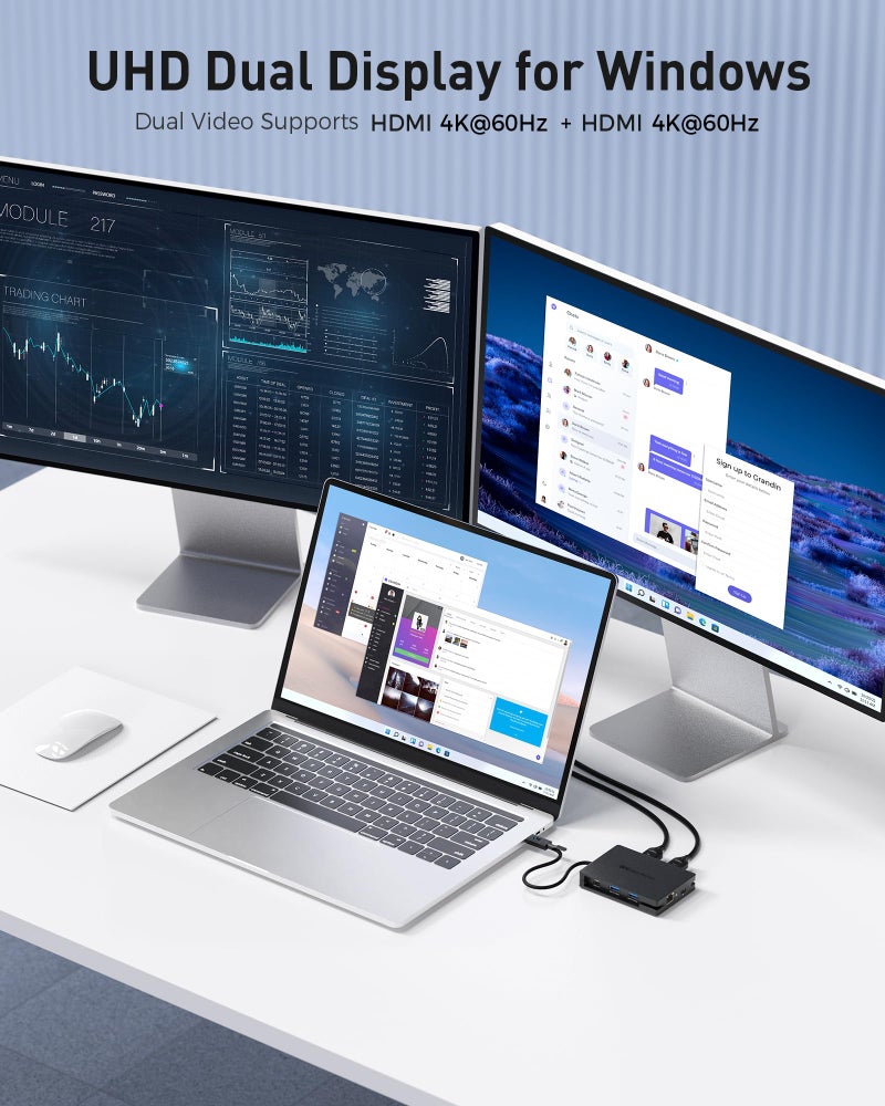 Cable Matters 8-in-1 USB C Hub Multiport Adapter with Dual 4K@60Hz HDMI, 140W PD Charging, Gigabit Ethernet, 10Gbps Data Transfer: 2X USB-C & 1x USBA 3.2 Ports (Support ONE External Display on MacOS) - Image 4