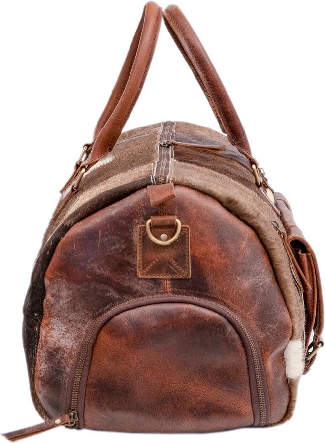 NATURALS EXPORT Real Cowhide Leather Duffel Bag Cow skin Hairon Leather Exotic Travel Sports Bag Large Gym Bag Overnight Bag (Brown n White) 20 Inch, Brown, 20 Inch, Travel Duffle Bag With Adjustable - Image 4