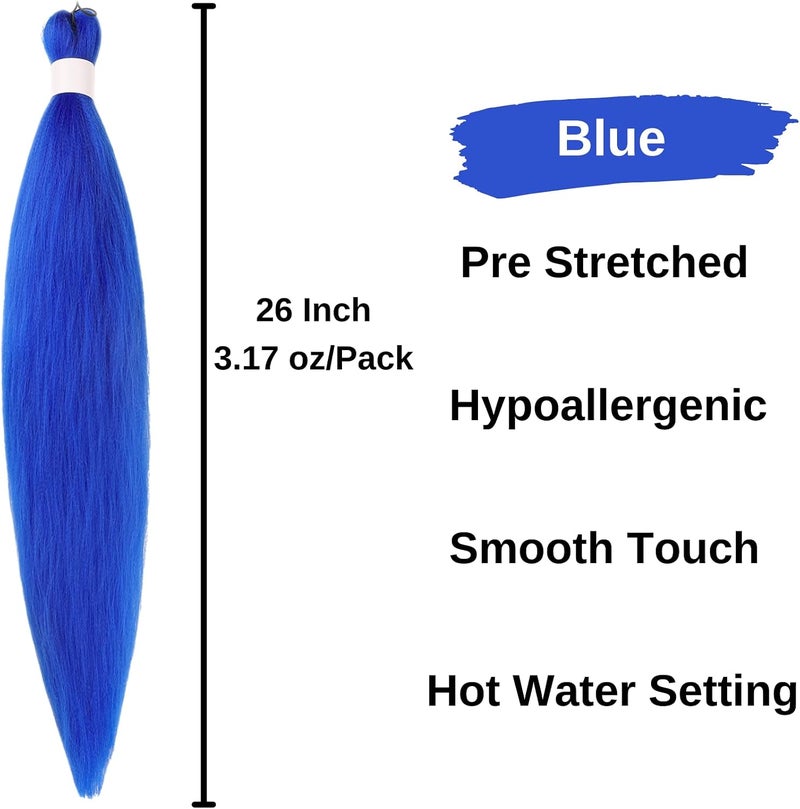 Leticia Blue Braiding Hair Pre Stretched Hypoallergenic Boho Hair for Braiding Crochet Boho Braids ez Braid Synthetic Knotless Curly Deep Wave Braids - Image 2