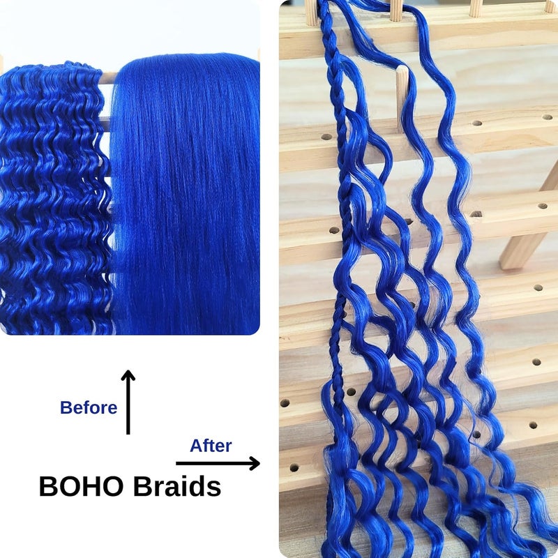 Leticia Blue Braiding Hair Pre Stretched Hypoallergenic Boho Hair for Braiding Crochet Boho Braids ez Braid Synthetic Knotless Curly Deep Wave Braids - Image 4
