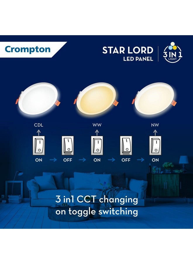 Crompton Crompton Star Lord 3IN1 | Recessed Downlighter | 5W | Round | 3IN1 Mood Lighting | Multi-colour | Pack of 4 | False Ceiling mounted | BIS Safe Wire  - Image 4